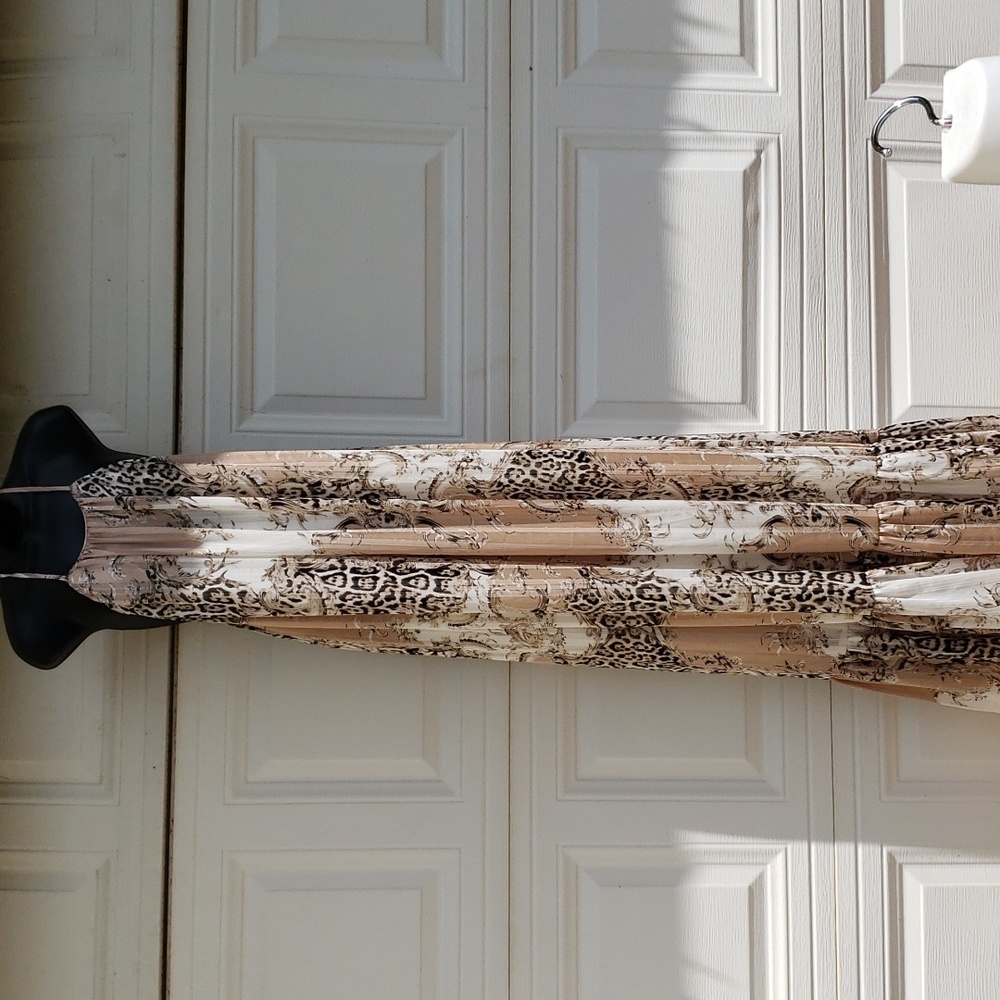 Light Beige Animal-Print Maxi Dress - Women